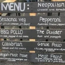 Typical street food menu.