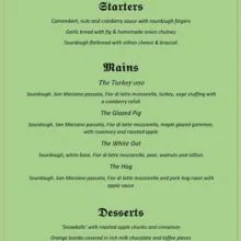 A Xmas corporate menu served in dec 2022